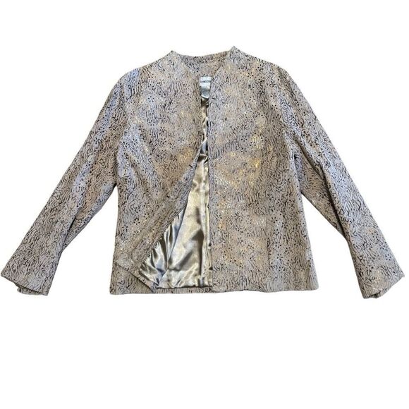 Chicos 100% Leather Laser Cut Out Lightweight Jacket - Picture 1 of 13